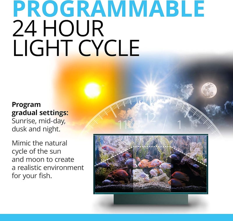 Fluval ضوء حوض السمك LED Aquasky 2.0 – 12W، 15–24" – RGB قابل للتعديل وLEDs بيضاء 6500K | تحكم عبر التطبيق مع تأثيرات الطقس | أحواض مياه عذبة وأحواض بحرية للأسماك فقط | حوامل قابلة للتمديد - Image 2